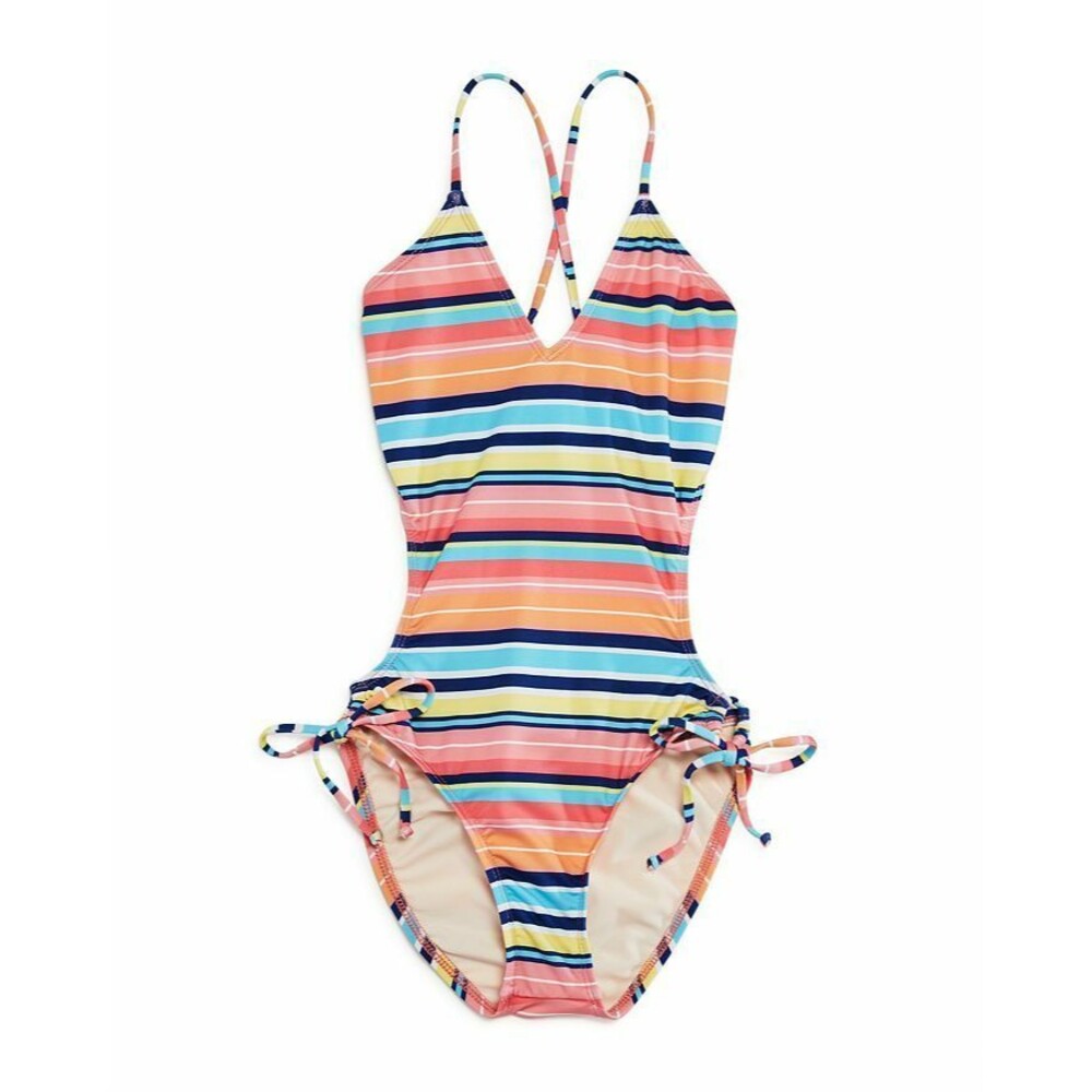 NWT Splendid Juicy Fruit Striped One Piece Swimsuit Girls 12 Multi